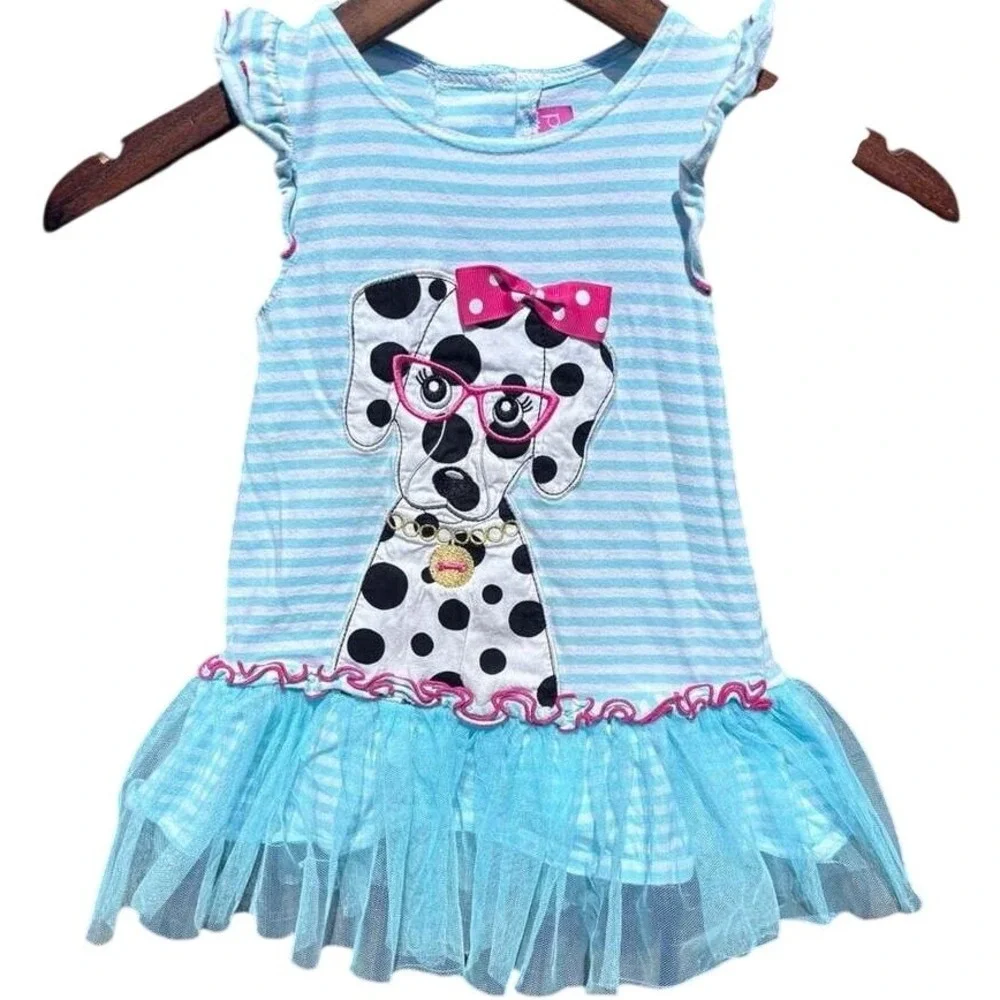 Pink & Violet Dalmatian Tutu Dress Kids 2T Blue Tulle EXCELLENT‎ CONDITION
